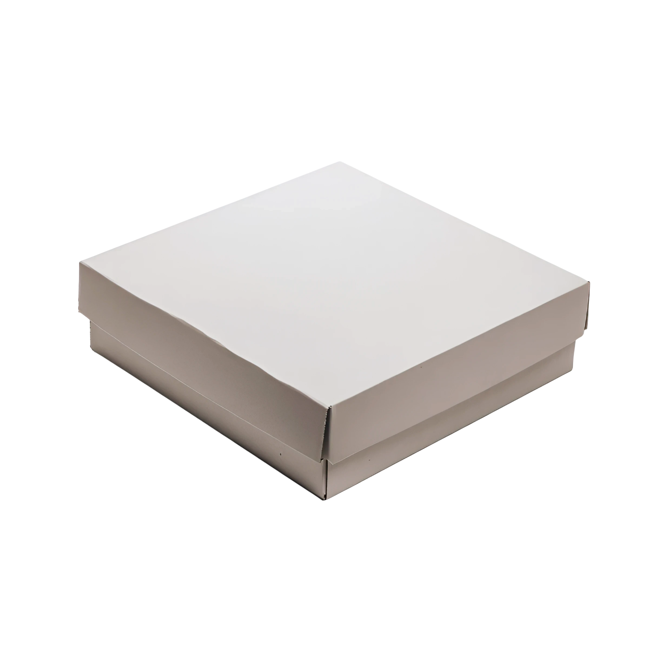 CAJA  CUADRADA DE CARTÓN KRAFT BLANCA BAJA CON TAPADERA