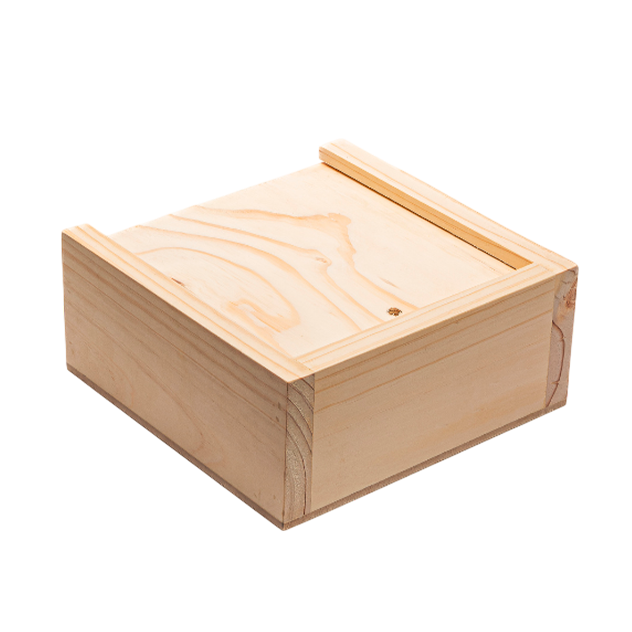CAJA DE MADERA CLARA CON TAPA DESLIZABLE