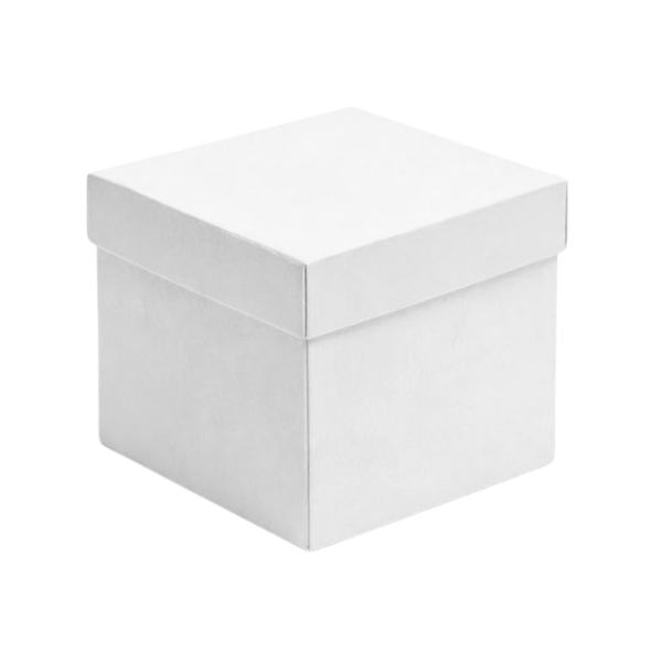 CAJA CUBO DE CARTÓN KRAFT BLANCA CON TAPADERA