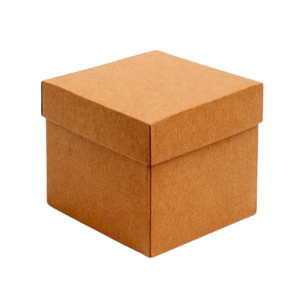 CAJA CUBO DE CARTÓN KRAFT CON TAPADERA
