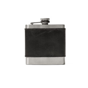 ÁNFORA PARA LICOR DE ACERO INOXIDABLE 8OZ CON CINTILLO DE CUERO (PERSONALIZABLE)