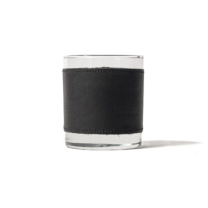 VASO DE VIDRIO CON CINTILLO DE CUERO (PERSONALIZABLE)